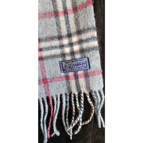 BURBERRYs of London 100% Cashmere Scarf Shawl Nova Check Grey Vintage - Picture 4 of 16